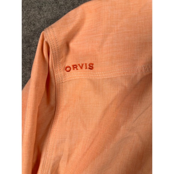 Orvis Mens Medium Button Down Shirt‎ Long Sleeve Peach Fishing Casual - Picture 7 of 8